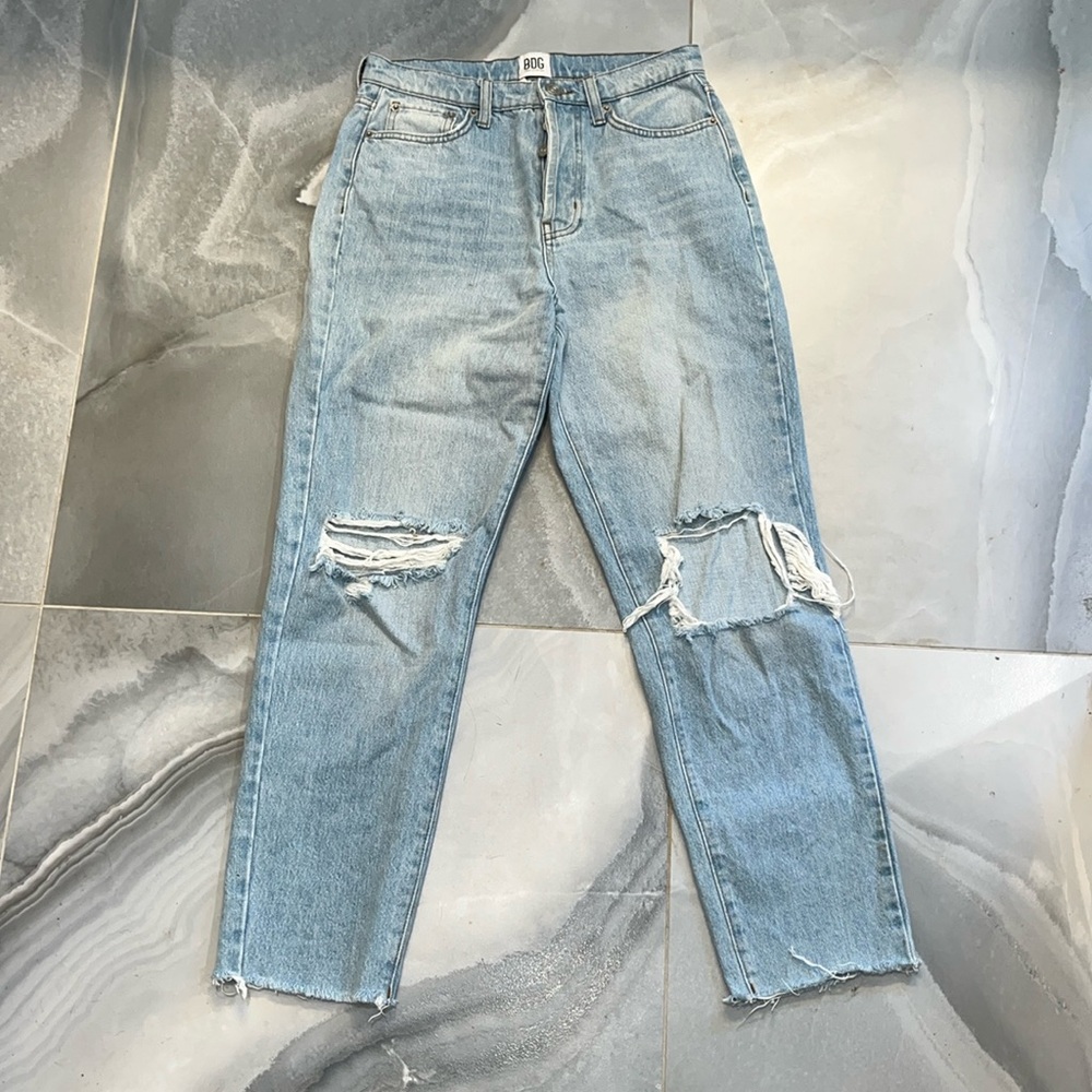 BDG Urban Outfitters Slim Straight Light Wash Ripped Jeans